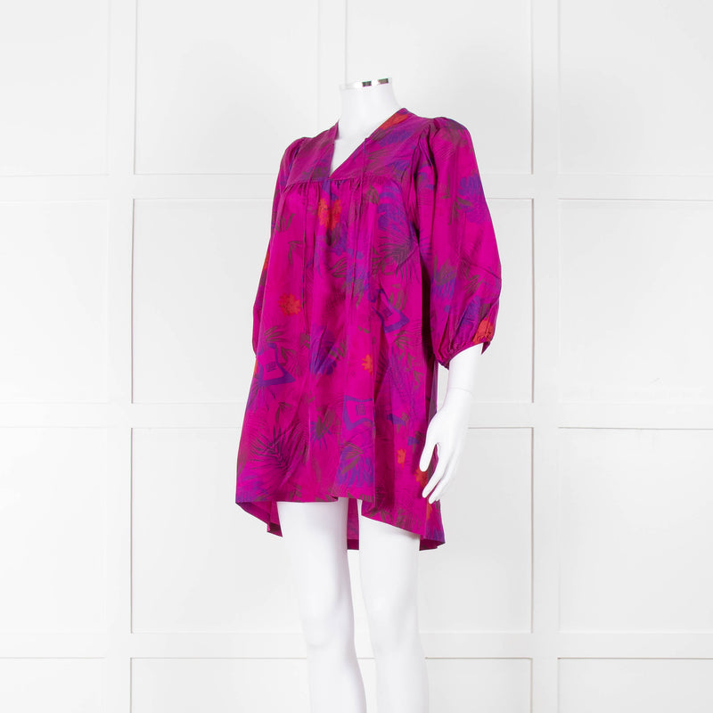 Zadig & Voltaire Magenta Purple Floral Silk Mini Tunic Dress