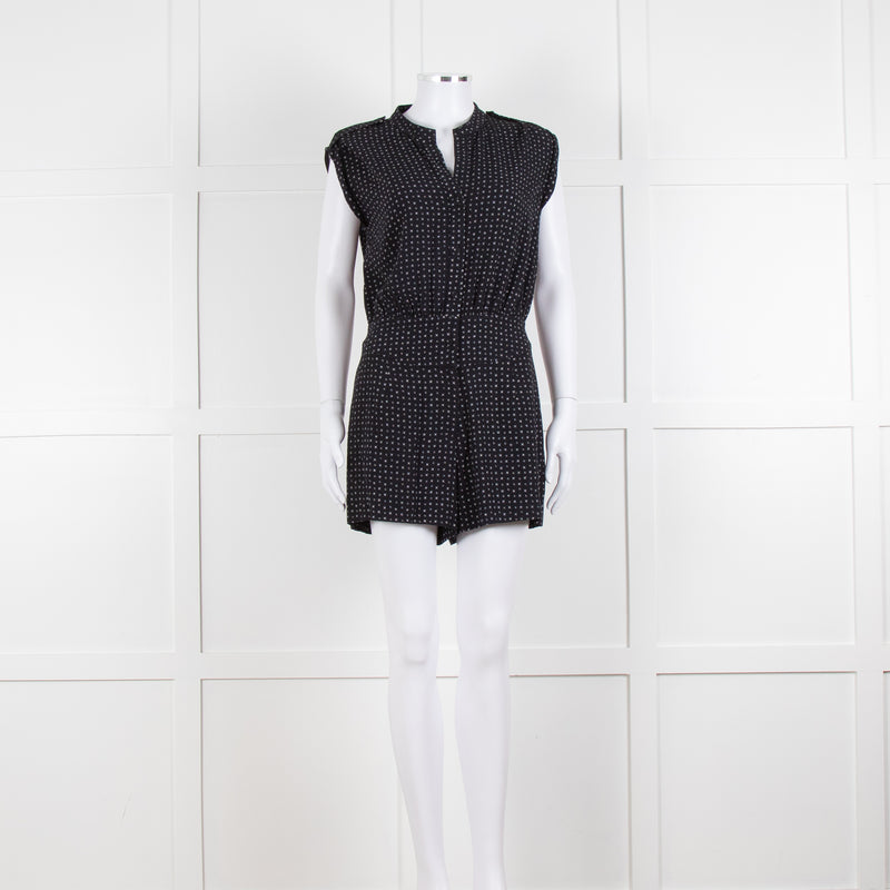 Diane Von Furstenberg Black White Print Playsuit