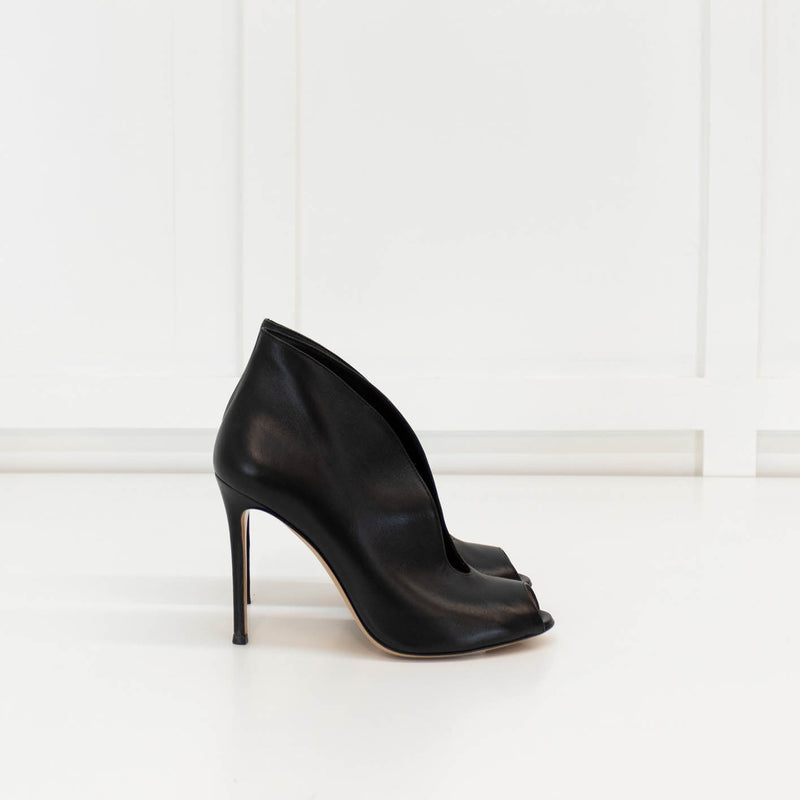Ginavito Rossi Black High Heel Shoe Boot With Peep Toe