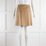 Miu Miu Tan Mini Skirt with Front Pleat