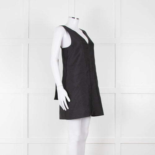 Lee Mathews Black Oversized Sleeveless Mini Dress