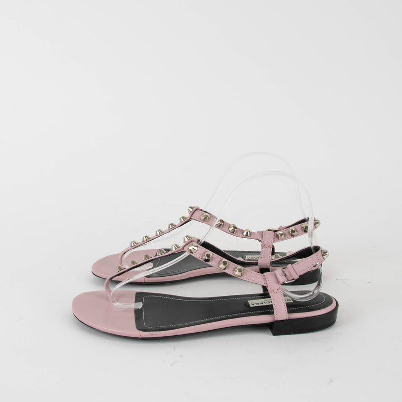 Balenciaga Pink Leather Arena Thong Sandal