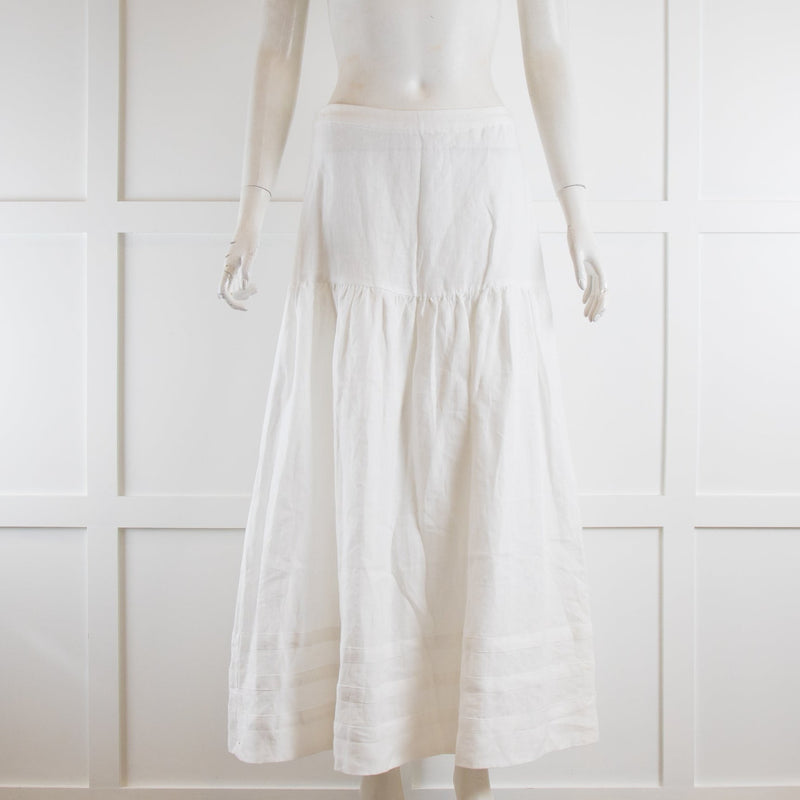 Casa Raki White Linen Tiered Skirt