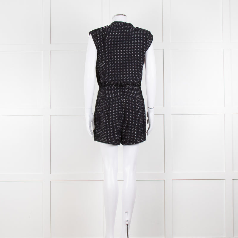 Diane Von Furstenberg Black White Print Playsuit