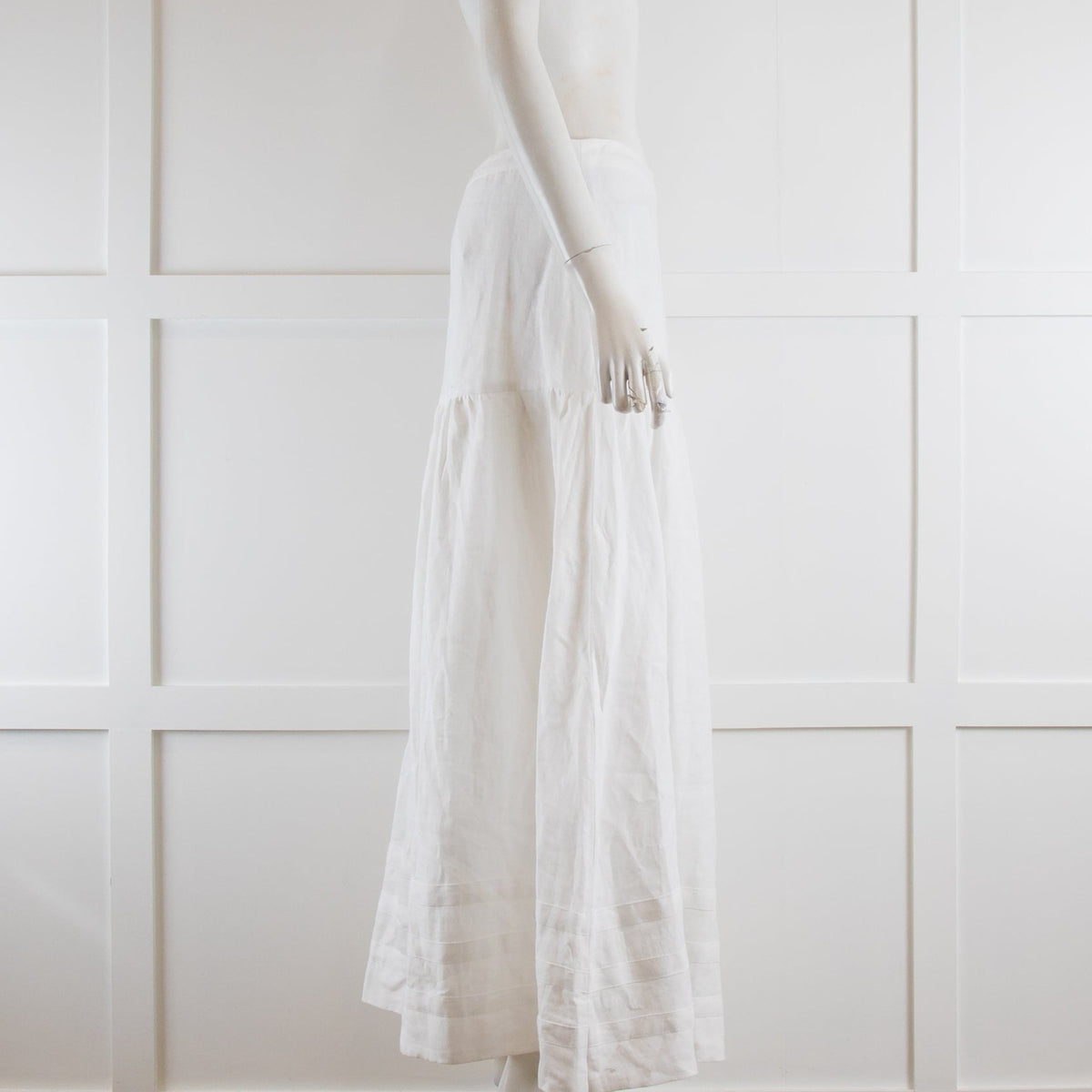 Casa Raki White Linen Tiered Skirt