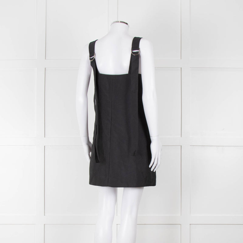 Lee Mathews Black Oversized Sleeveless Mini Dress