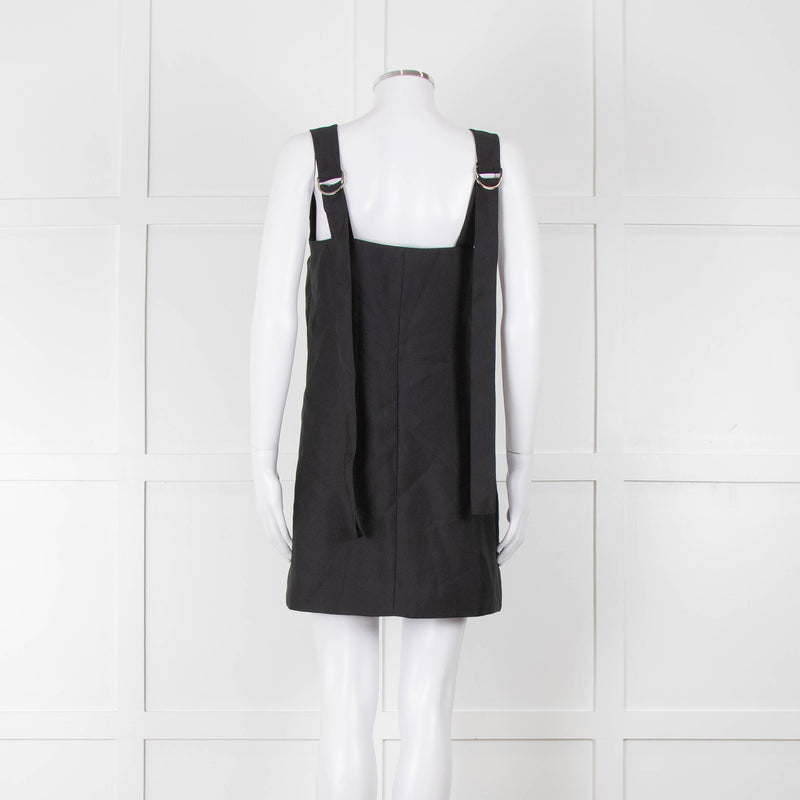 Lee Mathews Black Oversized Sleeveless Mini Dress