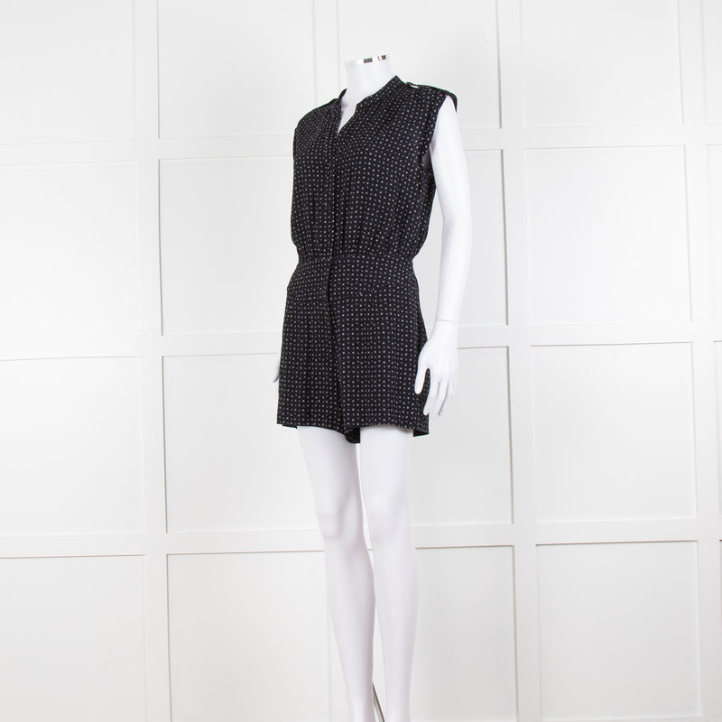 Diane Von Furstenberg Black White Print Playsuit