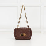 Mulberry Brown Ostrich Leather Lily Small Flap Bag