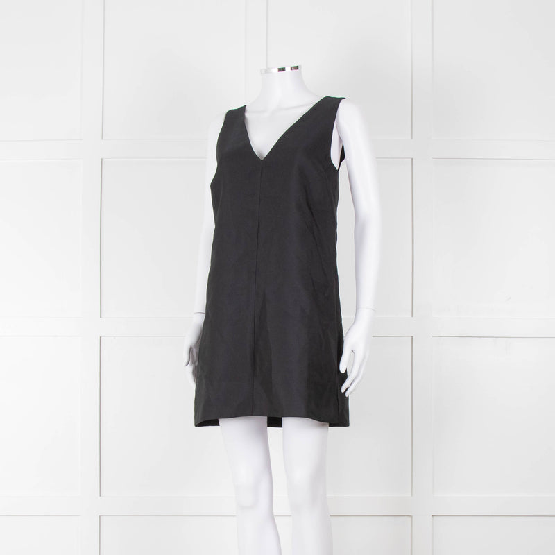 Lee Mathews Black Oversized Sleeveless Mini Dress