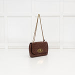 Mulberry Brown Ostrich Leather Lily Small Flap Bag