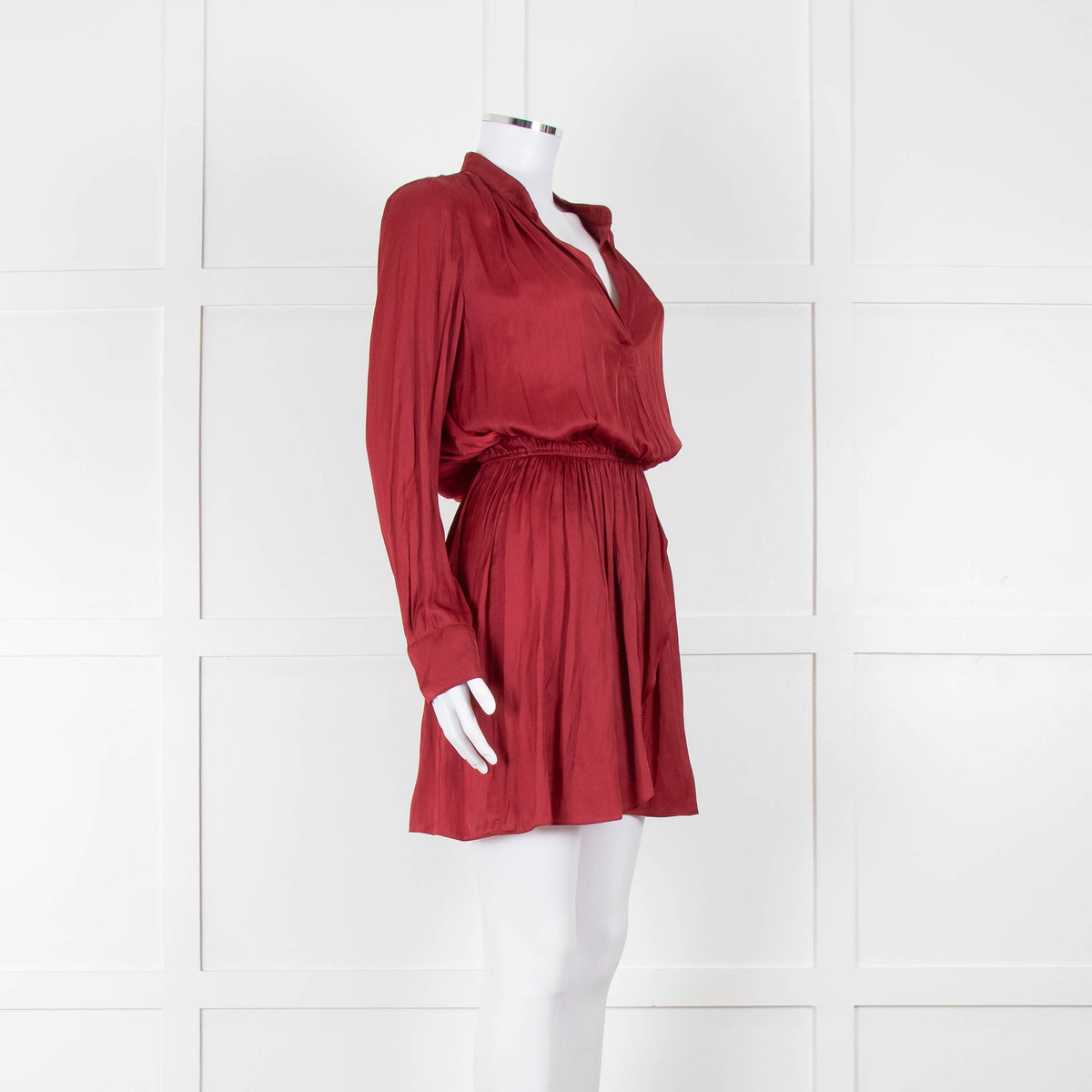 Zadig & Voltaire Burgundy Silky Long Sleeve Mini Dress