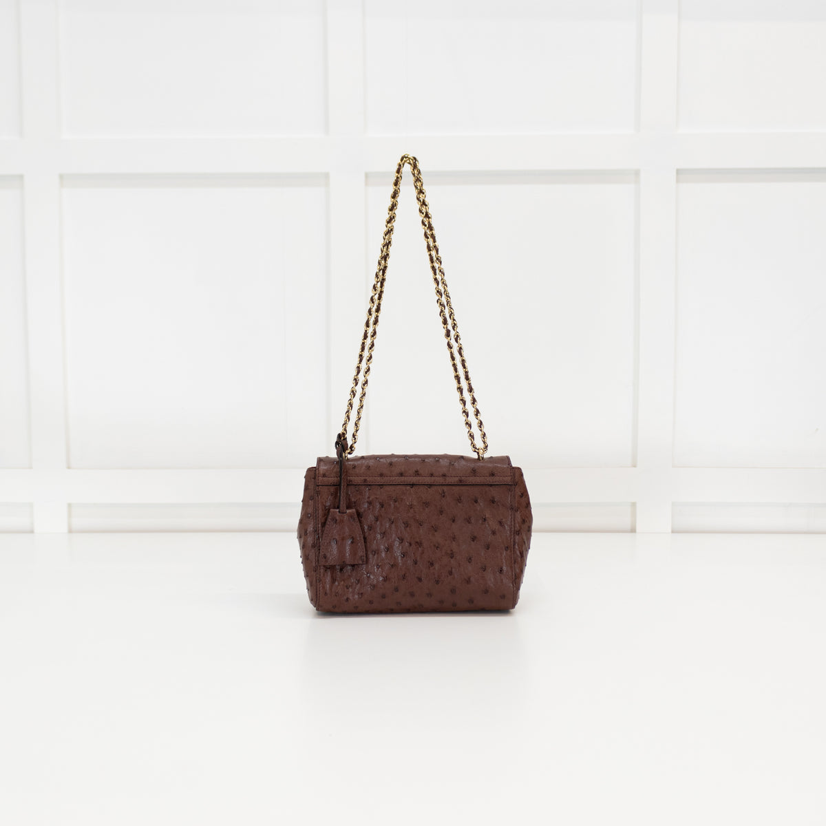 Mulberry Brown Ostrich Leather Lily Small Flap Bag