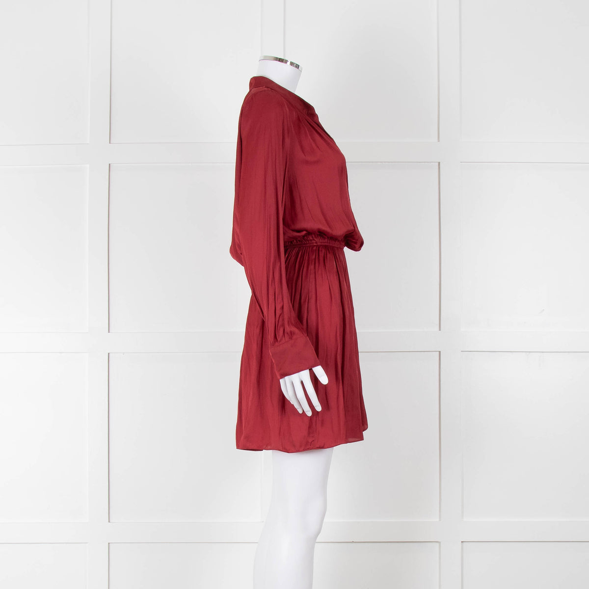 Zadig & Voltaire Burgundy Silky Long Sleeve Mini Dress