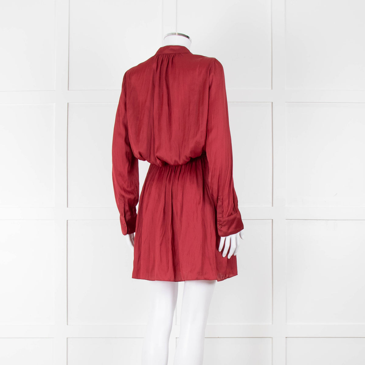 Zadig & Voltaire Burgundy Silky Long Sleeve Mini Dress