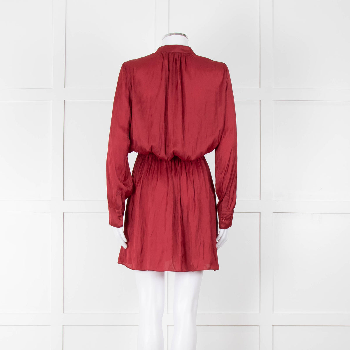 Zadig & Voltaire Burgundy Silky Long Sleeve Mini Dress