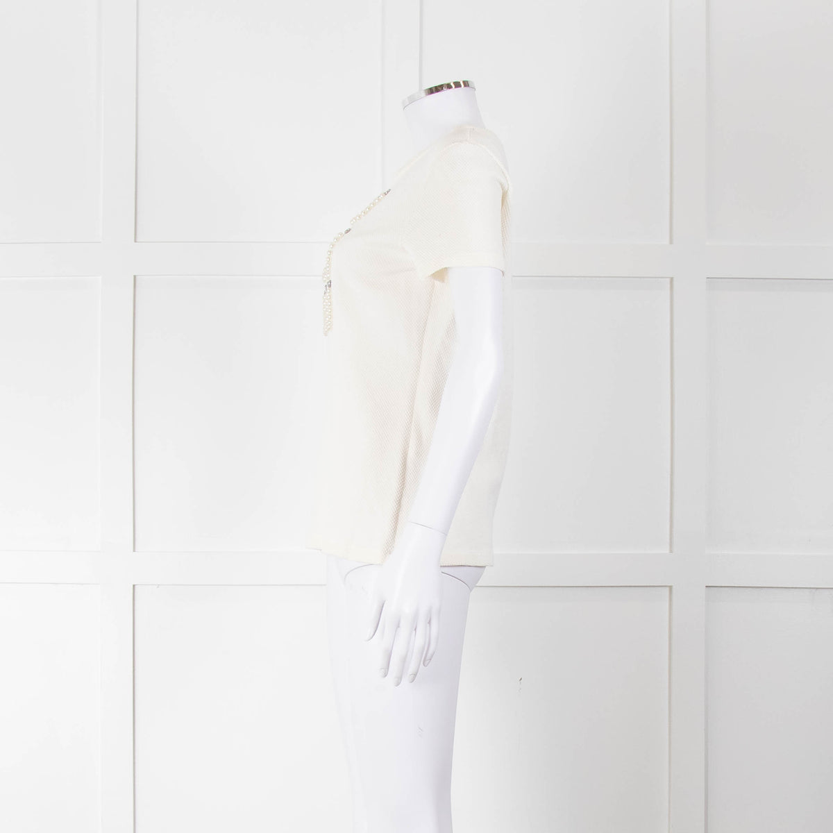 Marccain Cream Pearl Crystal Detail Top