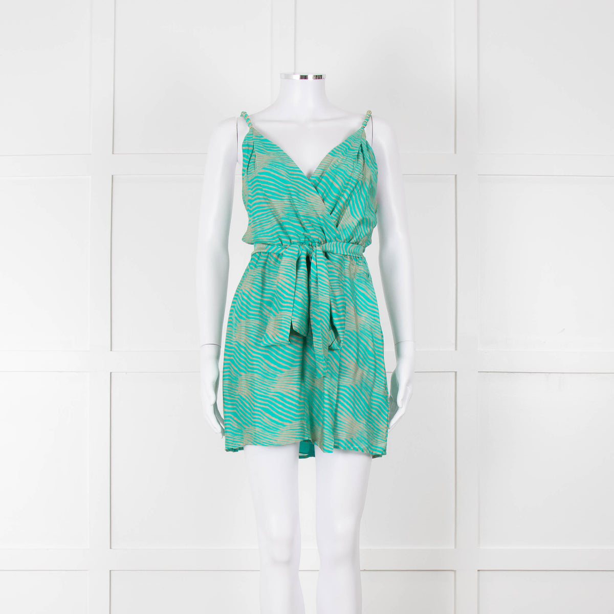 ViX Paula Hermanny Turquoise Beige Sleeveless Short Sun Dress