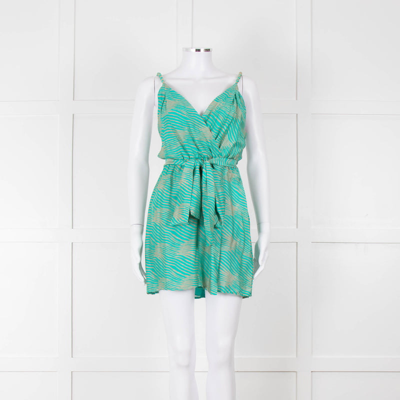 ViX Paula Hermanny Turquoise Beige Sleeveless Short Sun Dress