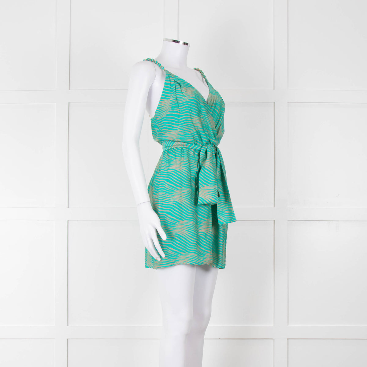 ViX Paula Hermanny Turquoise Beige Sleeveless Short Sun Dress
