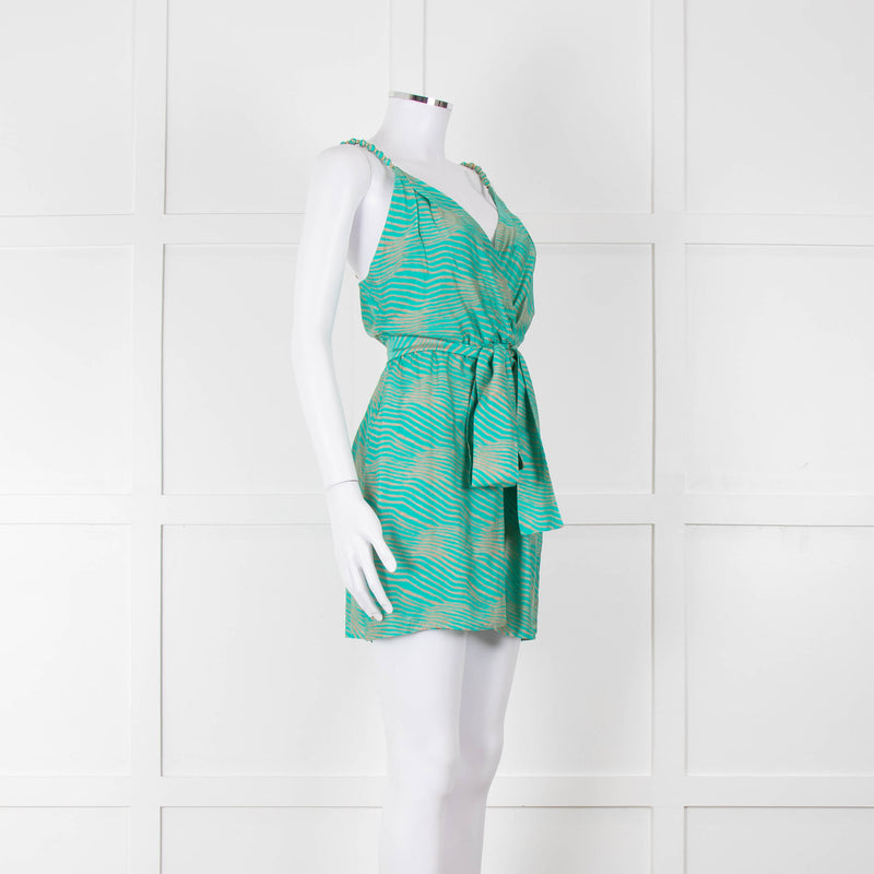 ViX Paula Hermanny Turquoise Beige Sleeveless Short Sun Dress