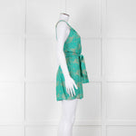 ViX Paula Hermanny Turquoise Beige Sleeveless Short Sun Dress