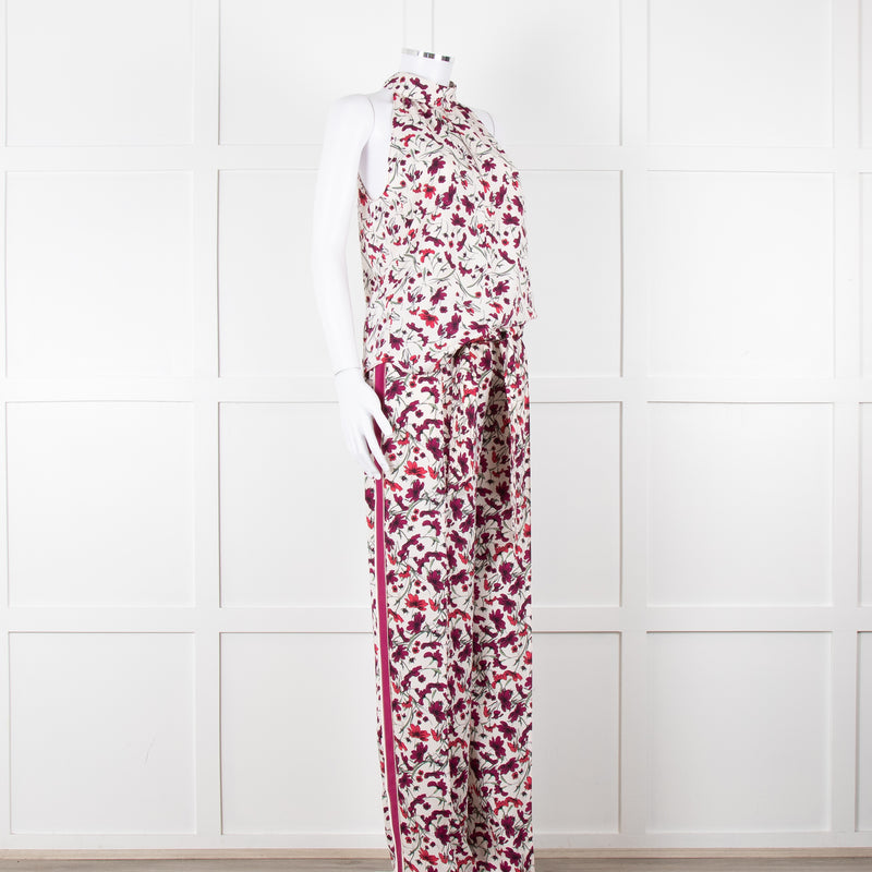 Me+Em Cream Burgundy Floral Trousers