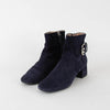 Tod's Navy Suede Ankle Boot With Buckle