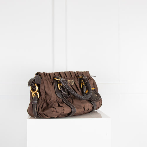 Prada Brown Nappa Gauffre Hand Bag