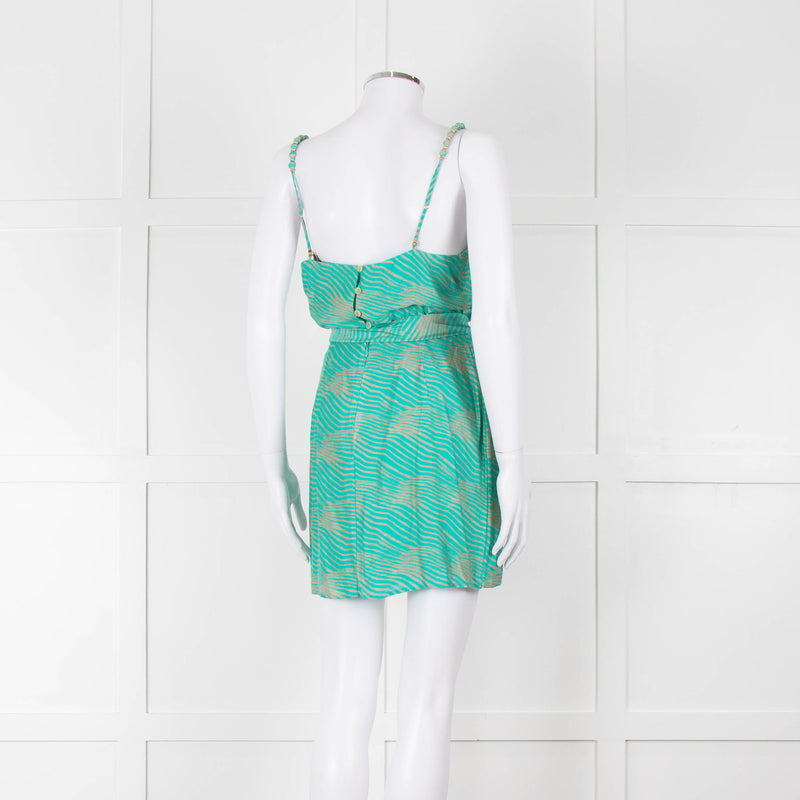 ViX Paula Hermanny Turquoise Beige Sleeveless Short Sun Dress