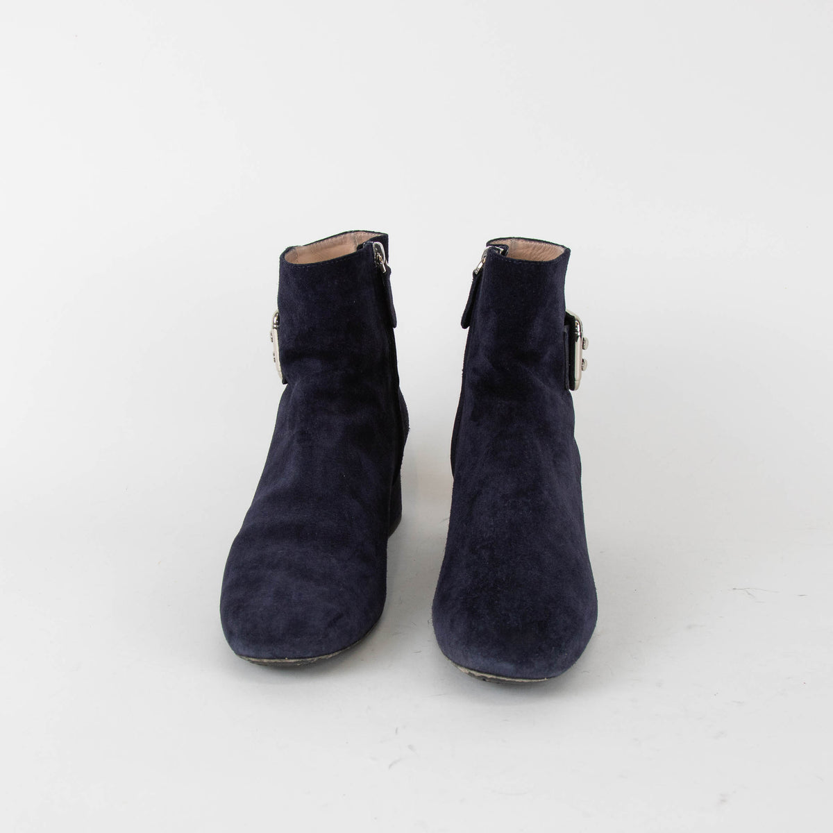 Tod's Navy Suede Ankle Boot With Buckle