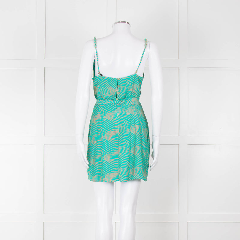 ViX Paula Hermanny Turquoise Beige Sleeveless Short Sun Dress