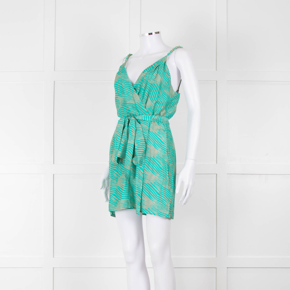 ViX Paula Hermanny Turquoise Beige Sleeveless Short Sun Dress