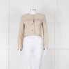Theory Beige Linen Gold Button Cropped Jacket