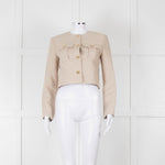 Theory Beige Linen Gold Button Cropped Jacket