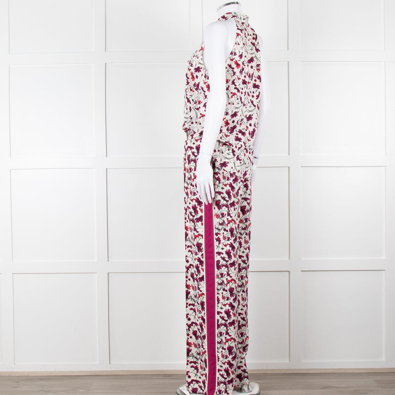 Me+Em Cream Burgundy Floral Halter Neck Top