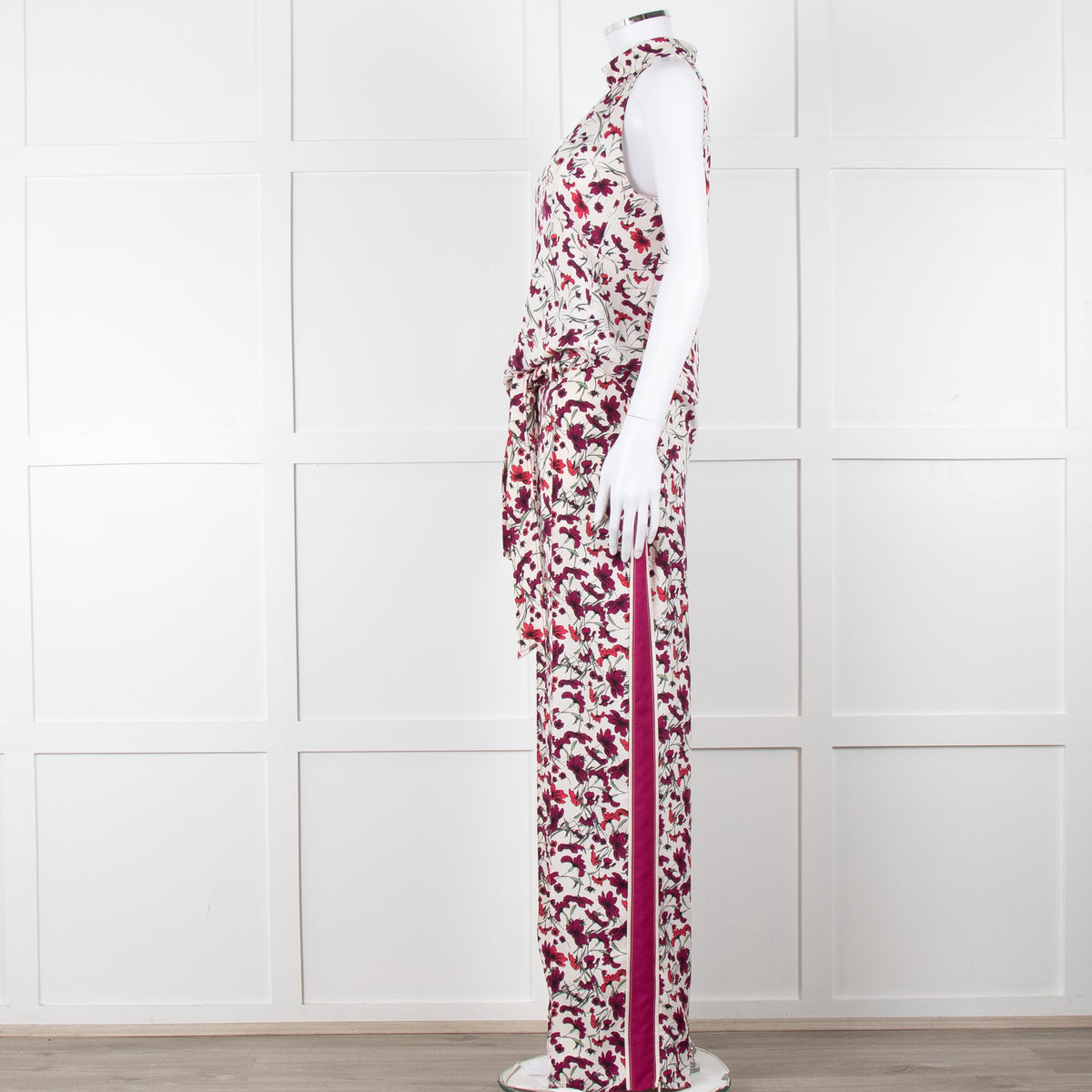 Me+Em Cream Burgundy Floral Halter Neck Top
