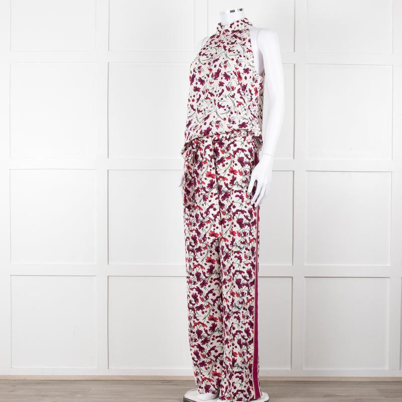 Me+Em Cream Burgundy Floral Trousers