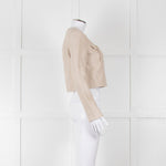 Theory Beige Linen Gold Button Cropped Jacket