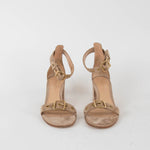 Gianvito Rossi Beige Suede Hayes Mid Heel Sandal