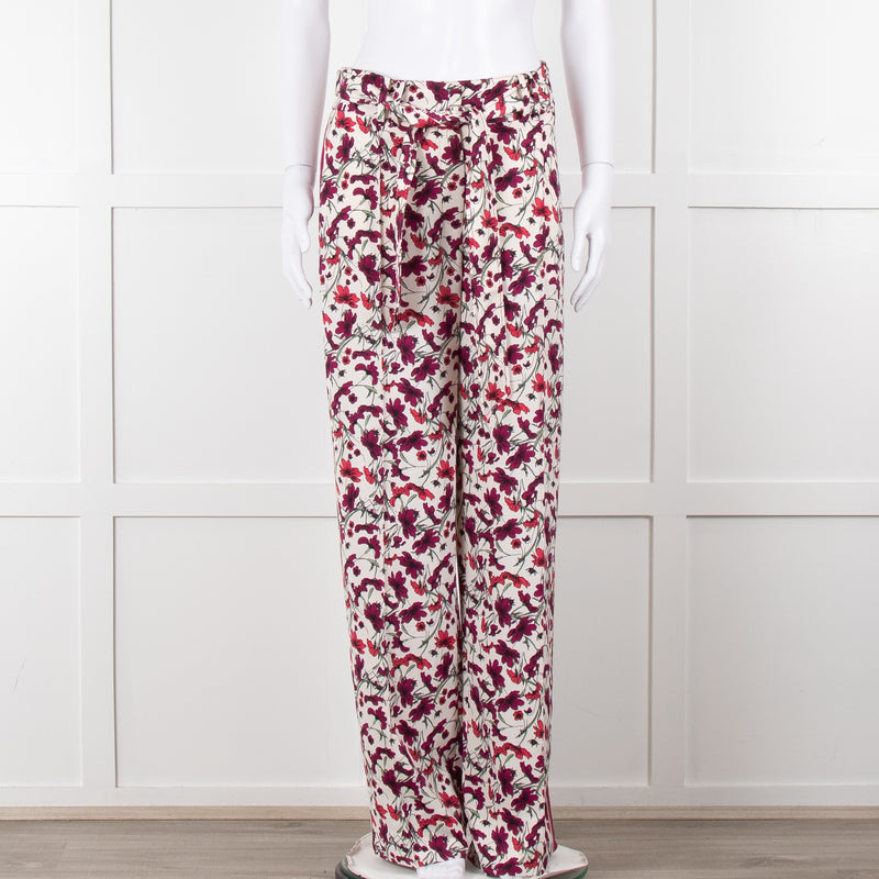 Me+Em Cream Burgundy Floral Trousers