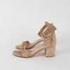 Gianvito Rossi Beige Suede Hayes Mid Heel Sandal