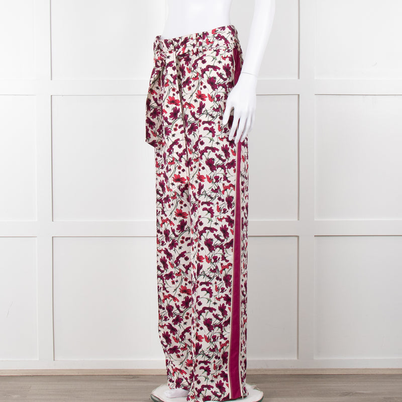 Me+Em Cream Burgundy Floral Trousers