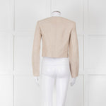 Theory Beige Linen Gold Button Cropped Jacket