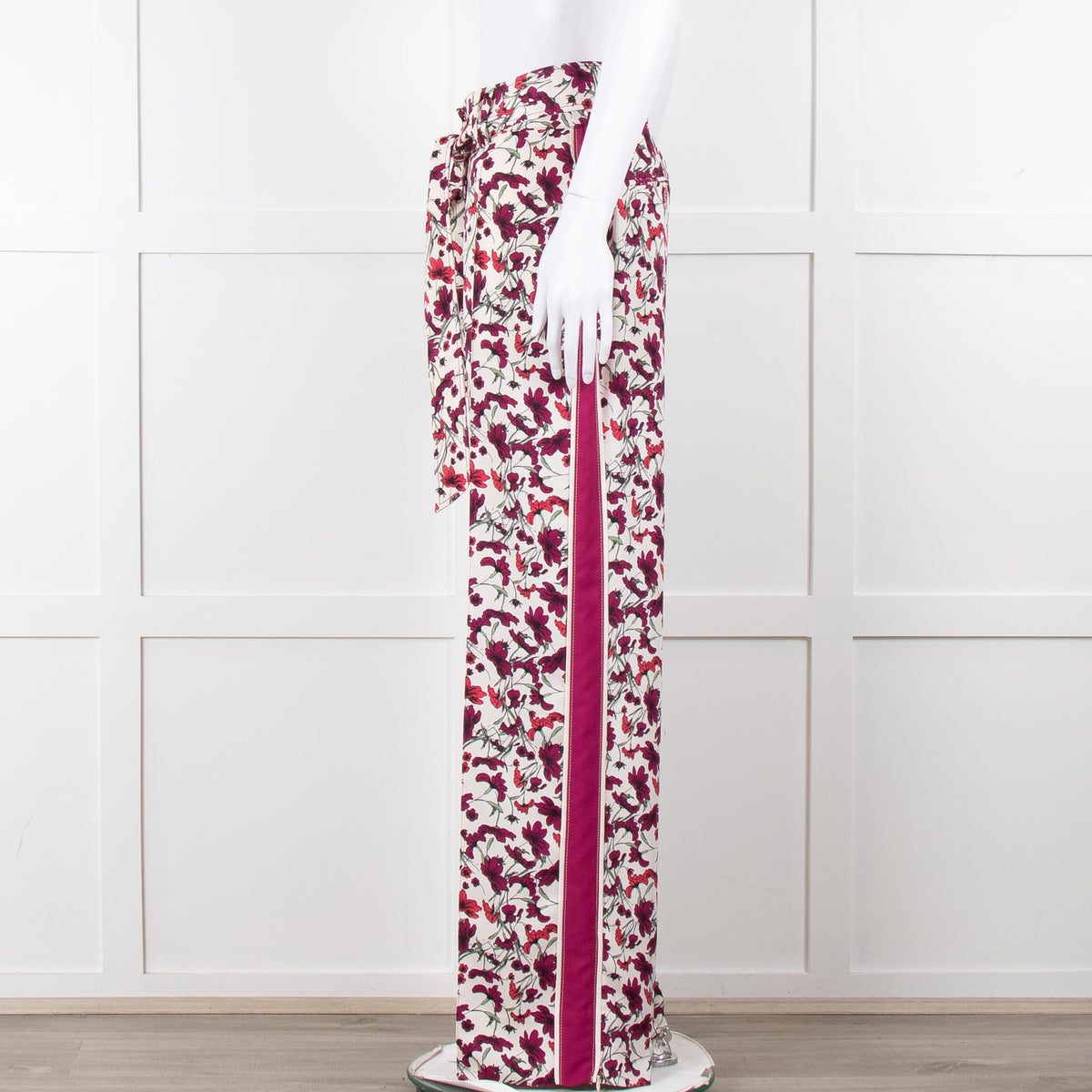 Me+Em Cream Burgundy Floral Trousers