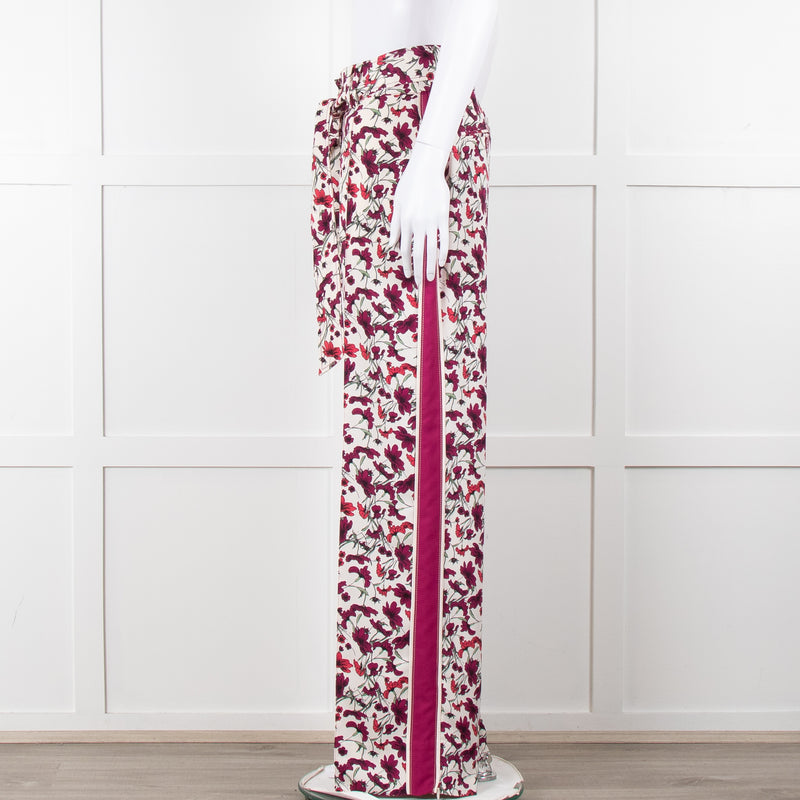 Me+Em Cream Burgundy Floral Trousers