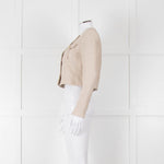 Theory Beige Linen Gold Button Cropped Jacket