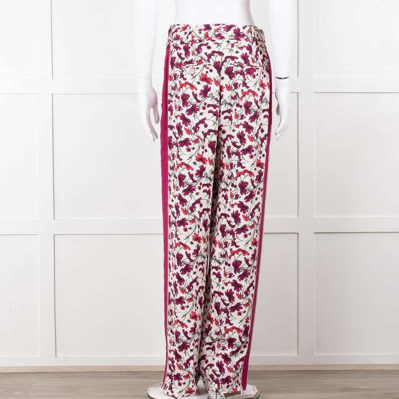 Me+Em Cream Burgundy Floral Trousers