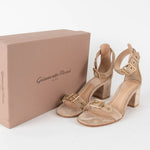 Gianvito Rossi Beige Suede Hayes Mid Heel Sandal