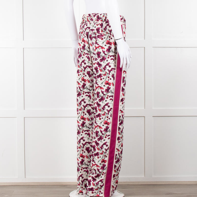 Me+Em Cream Burgundy Floral Trousers